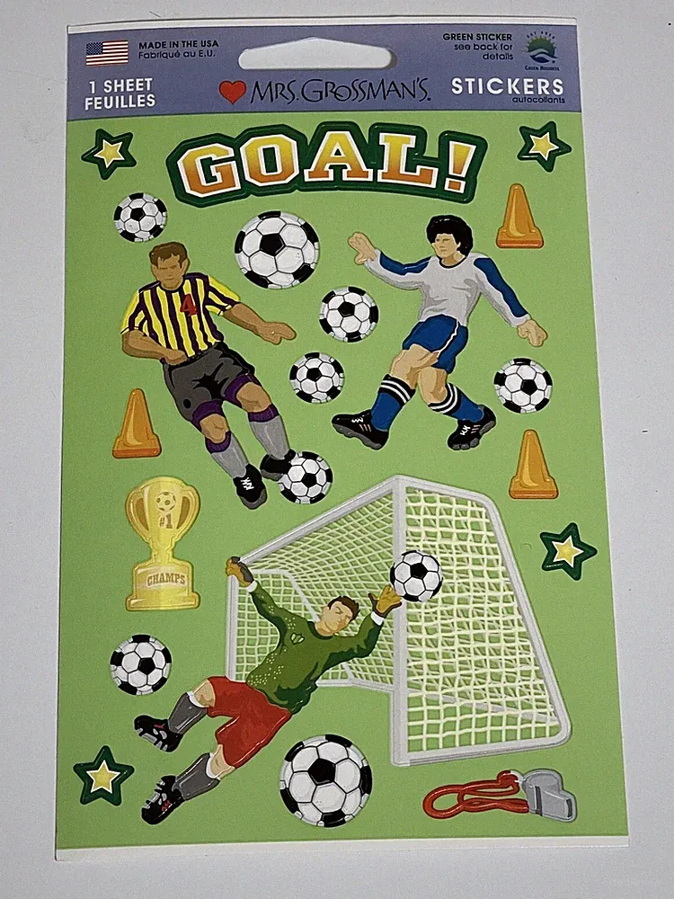 1 Mrs Grossmans Boys Soccer Stickers Goal Ball Sports Cleats Team Cardstock