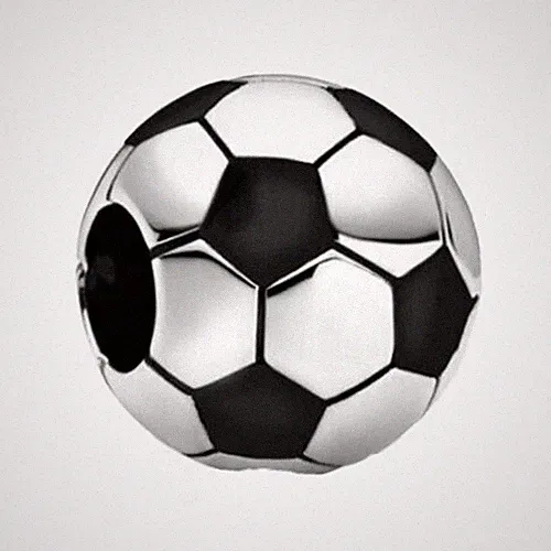 ⚽1 piece European charm - soccer ball or football - black enamel & silver spacer
