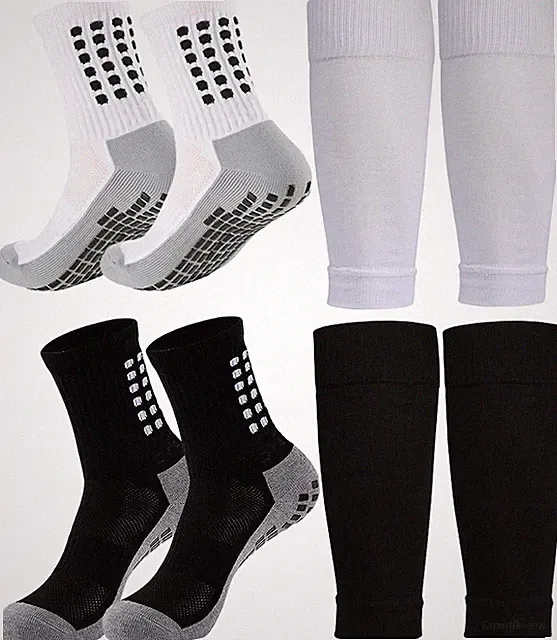 1 Set Kids Grip Soccer Socks and Shin Guard Sleeves for Age 7-14 Youth Boys Chil