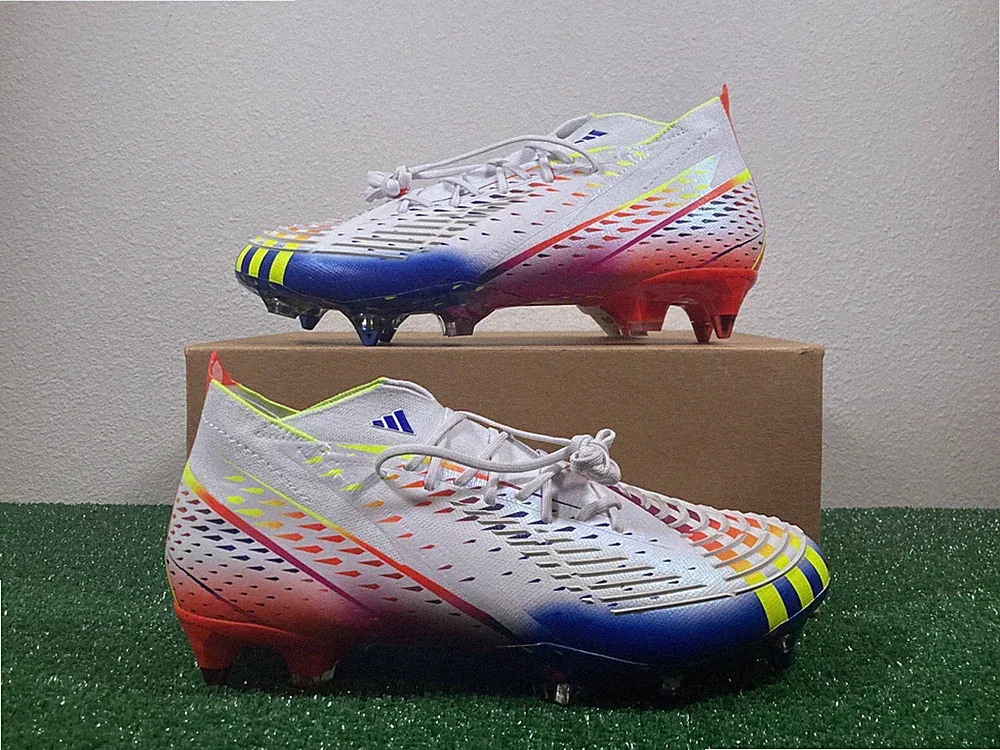 10 Men/11 Women - Adidas Predator Edge.1 SG Elite Soccer Cleats White Multi nby