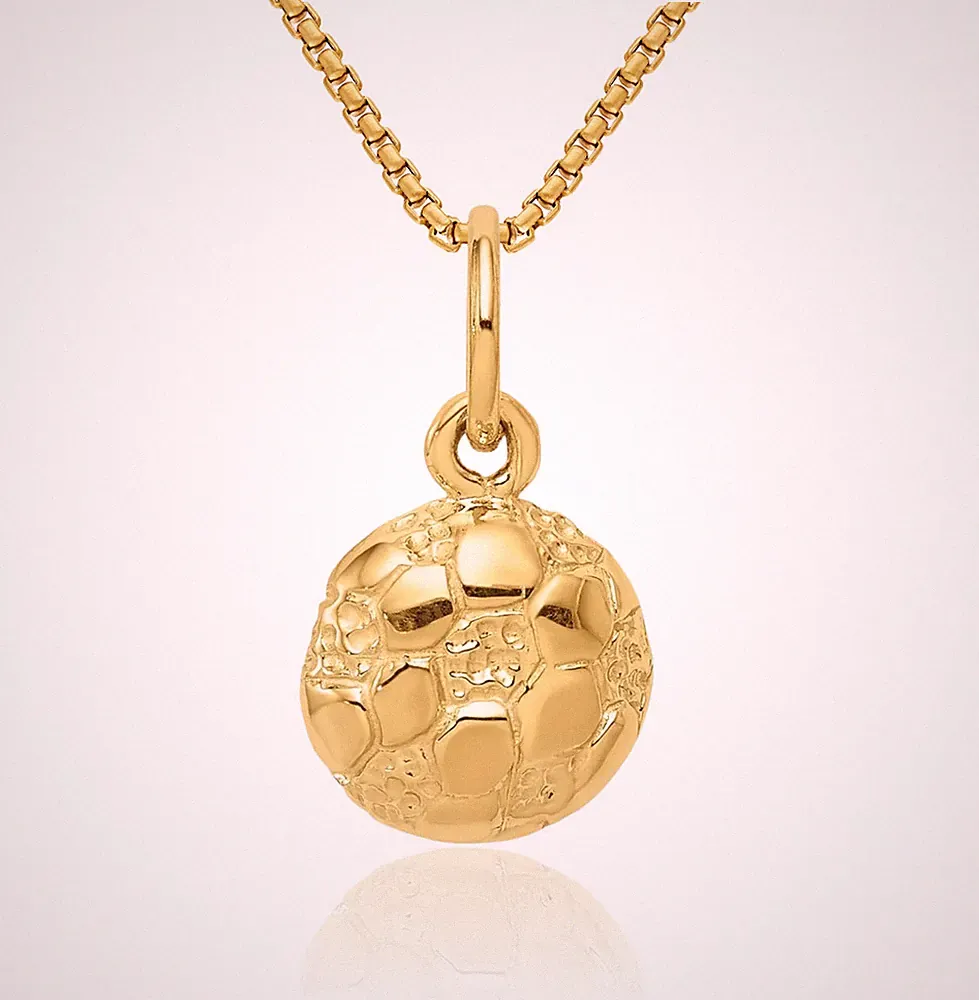 10K Solid Yellow Gold Soccer Necklace