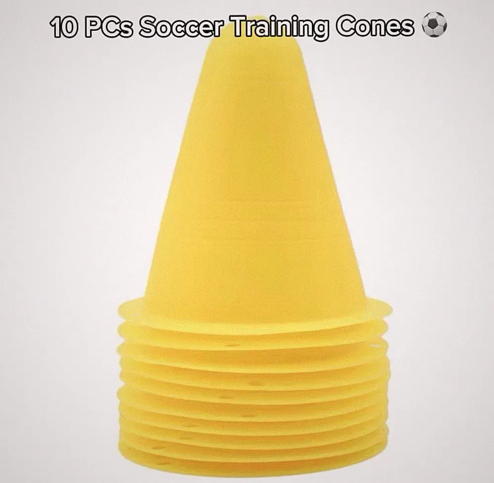 10Pcs Soccer Training Cones Yellow For Practice
