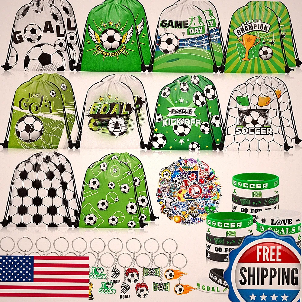 110 Pcs Soccer Party Favors: Drawstring Bags, Keychains, Silicone Bracelets