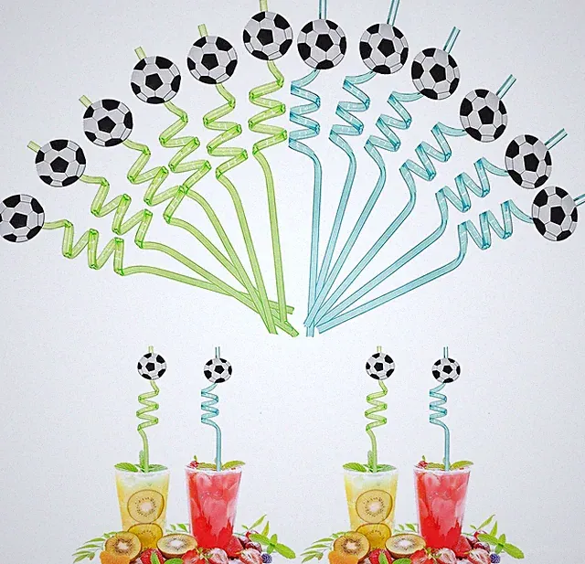 12 Pack Drinking Staws Soccer Ball Football Party Straws for Men Women Soccer