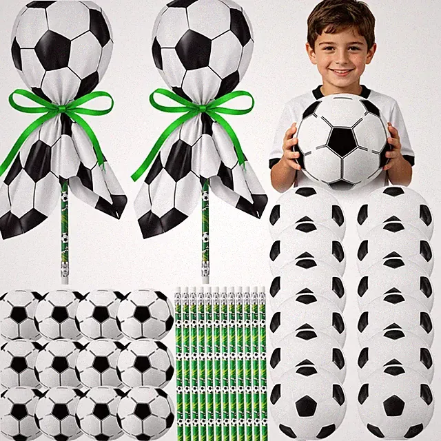 12 Pack Soccer Party Favors Bulk for Toys Lollipop Stationery Set Contains So...