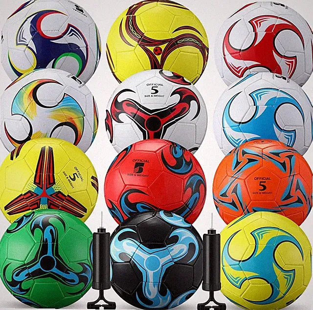 12 Pcs Bulk Soccer Balls with 2 Pump Official Size 5, multicolor