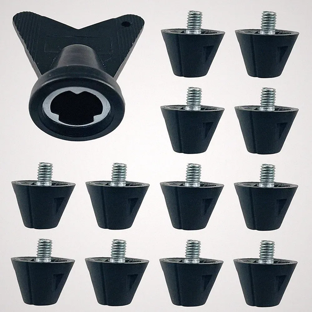 12 Pcs Football Cleat Studs 5mm Thread Plastic Metal for Soccer For Rugby Shoes