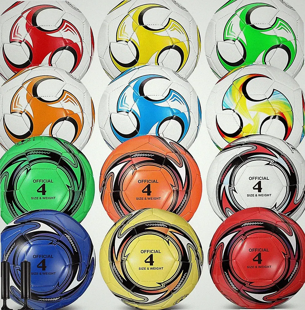 12 Pcs Soccer Balls Bulk Size 4 Soccer Balls with Pump Soft Football Outdoor Ind