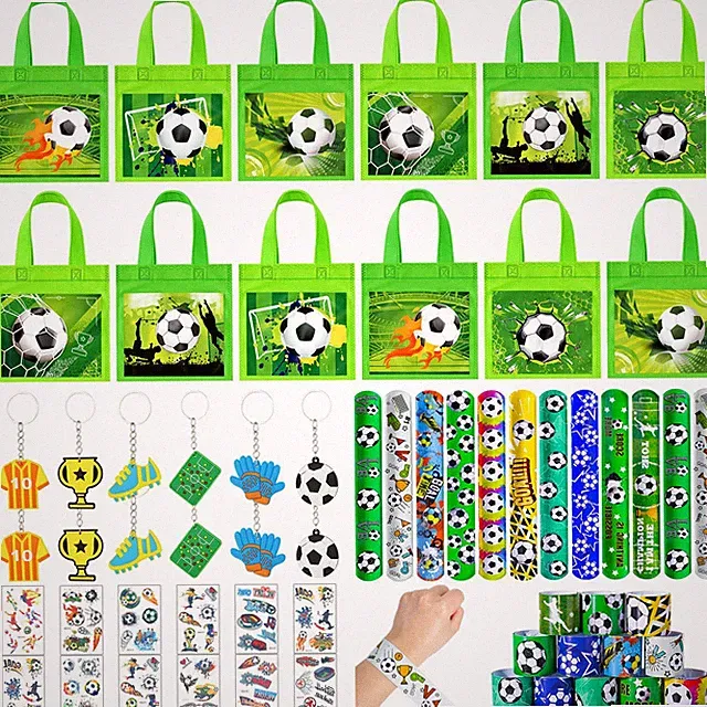 12 Set Soccer Party Favors Sports Birthday Supplies Kids, Non Woven Gift Bags...