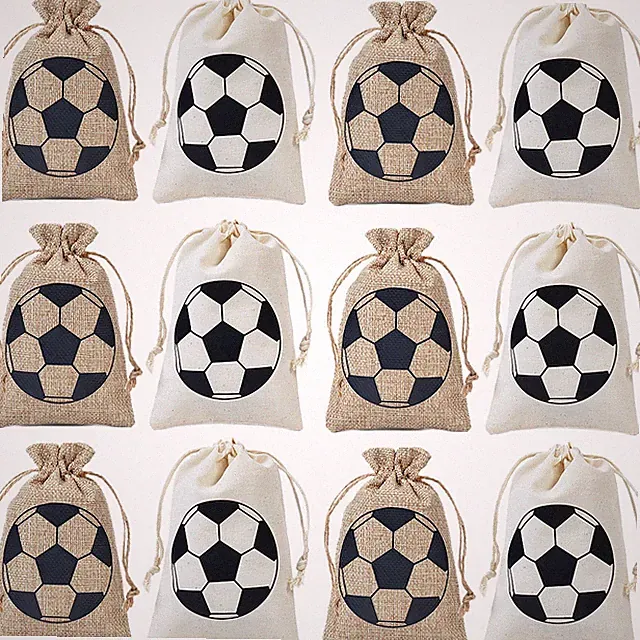 12 Soccer Drawstring Bags Bulk Pack for Team Parties Candy Distribution