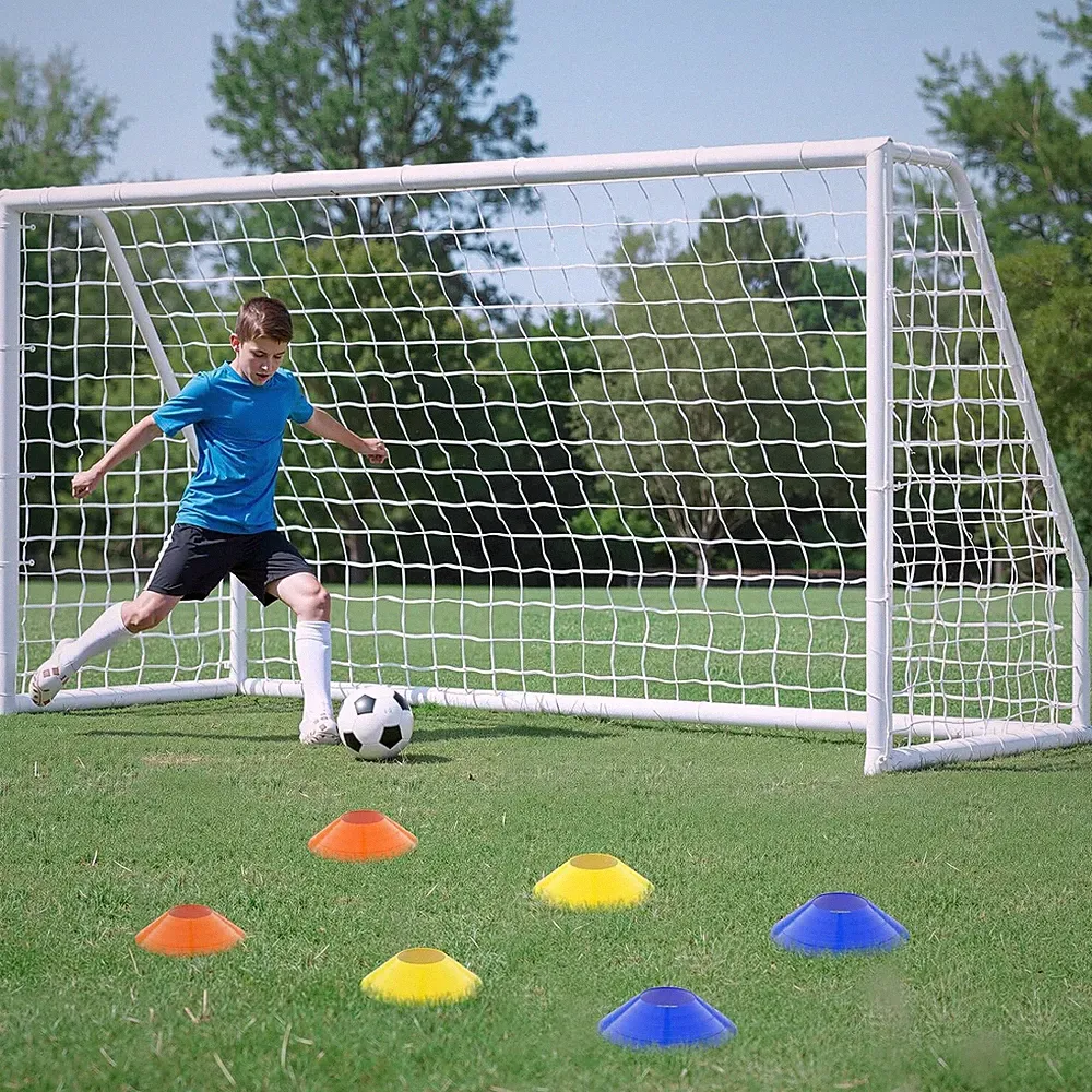12 x 6' Portable Soccer Goal Net PVC Post Frame Backyard Football Training Set