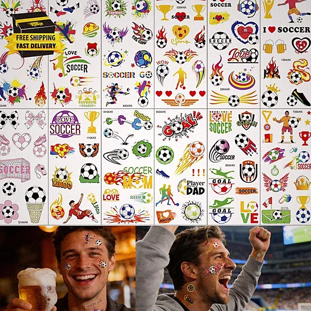 121 PCS Soccer Ball Temporary Tattoos, Sport Themed Tattoos Birthday Party Suppl
