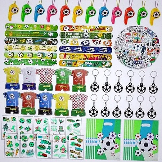122 Pcs Soccer Party Favors Set with Goodie Bags, Slap Bracelets, Tattoo