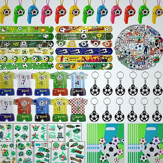 122 Pcs Soccer Party Favors Set with Soccer Goodie Bags Soccer Slap Bracelets...