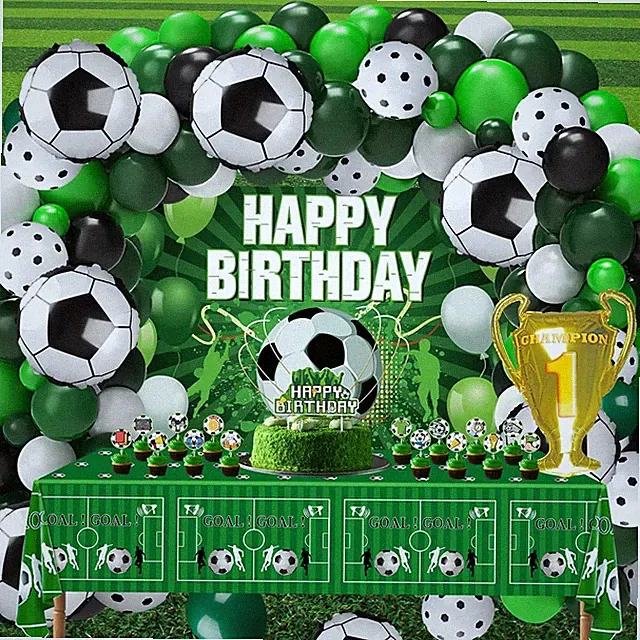122PCS Soccer Birthday Party Decorations Set for Boys, Includes Banner, Balloons