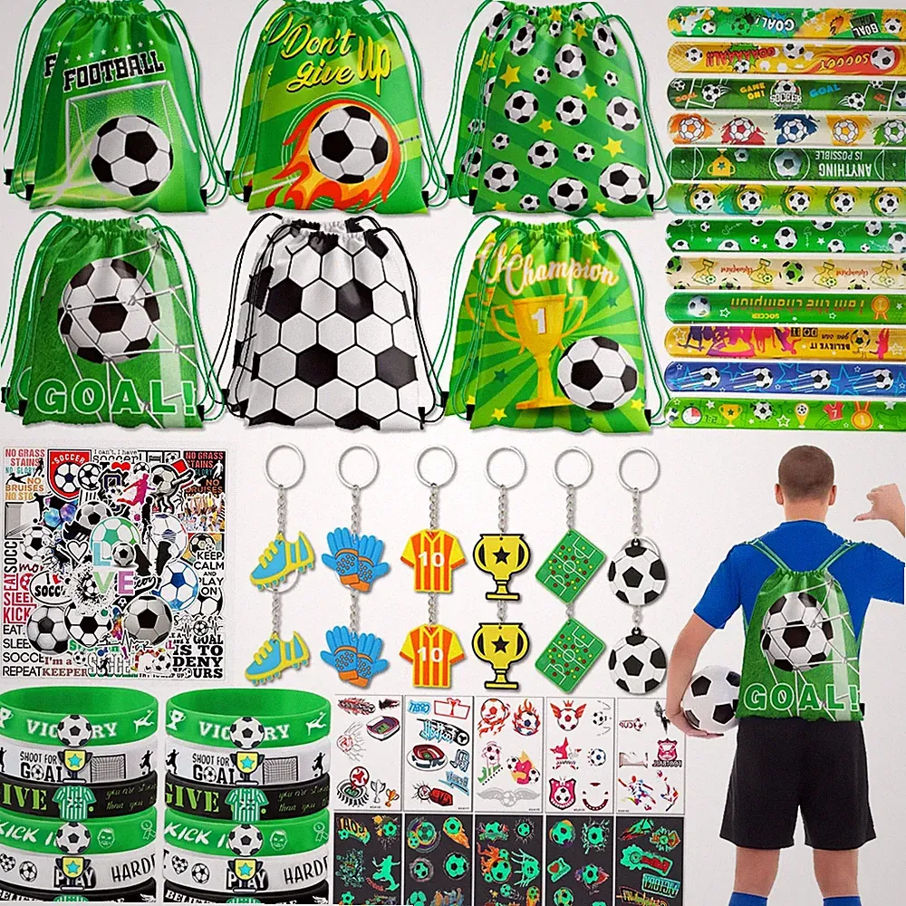 122Pcs Soccer Party Favors: Soccer Goodie Bags for boys Includes 12Pcs 13 x 1...