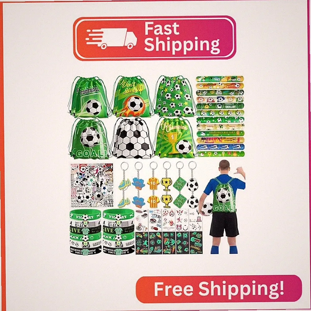 122Pcs Soccer Party Favors: Soccer Goodie Bags for boys Includes 12Pcs 13 x 11 I