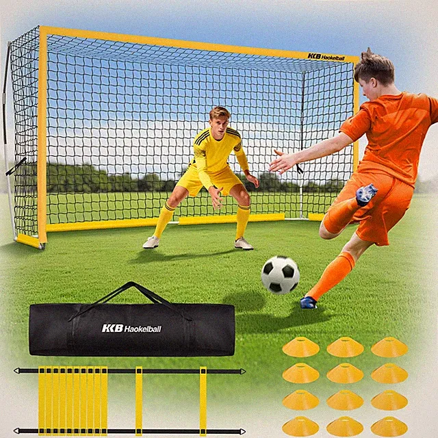 12x6ft Soccer Goals Net for Backyard with Ladder & 12 Cones Portable Soccer Goal