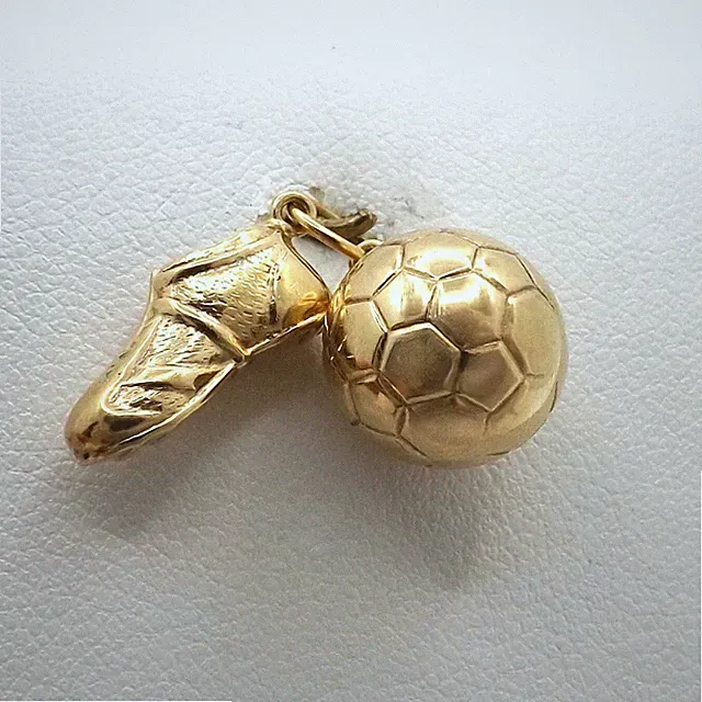 14k Gold Soccer Ball Cleat Dangle Charm Pendant Futbol New