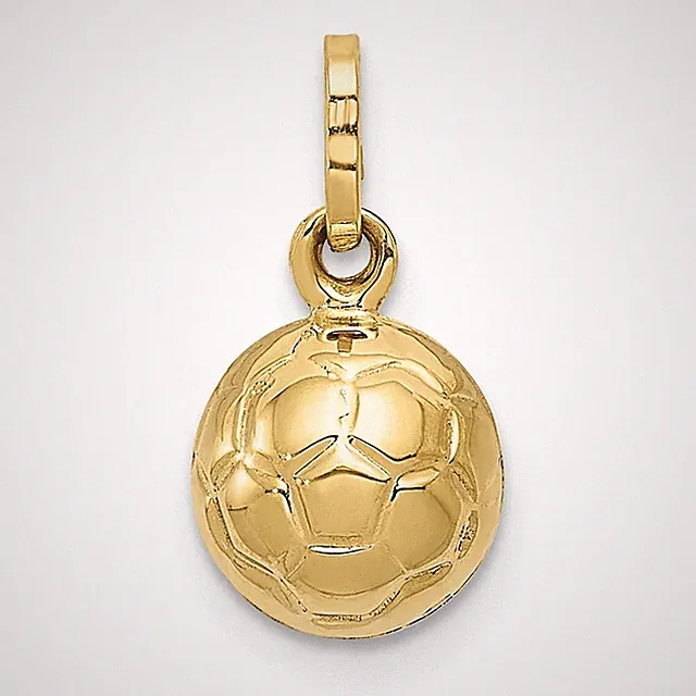 14k Yellow Gold 3-D Soccer Ball Charm Pendant 0.51 Inch