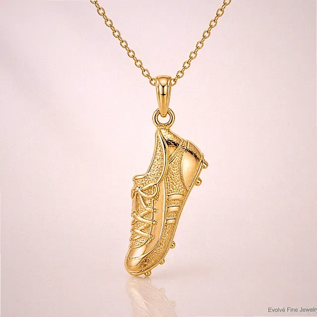 14K Yellow Gold Polished Open-Backed Soccer Cleat Shoe Charm