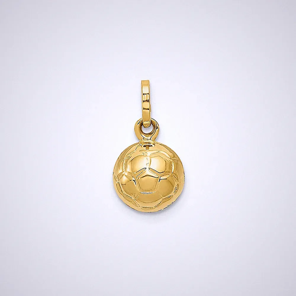 14k Yellow Gold Soccer Ball Pendant Charm 3D Sports Jewelry 13 mm