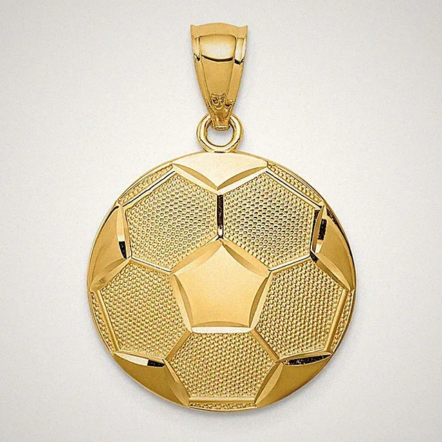 14k Yellow Gold Soccer Ball Pendant Gift for Mother