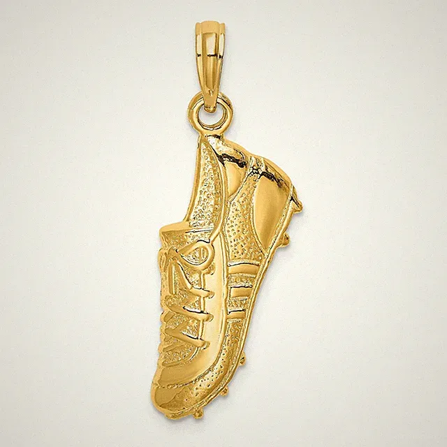 14k Yellow Gold Soccer Cleat Pendant Athletic Shoe Charm for Men or Unisex