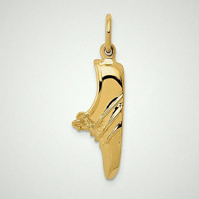 14k Yellow Gold Soccer Cleat Pendant Unisex Athletic Shoe Charm Sports Jewelry