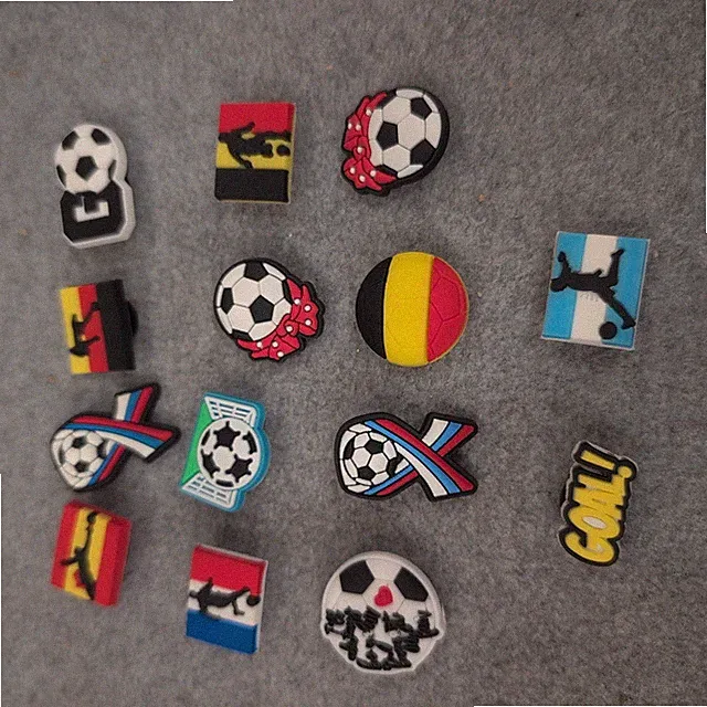 14pc Soccer Shoe Charms Set World Cup Flags Football Goal Clog Accessories