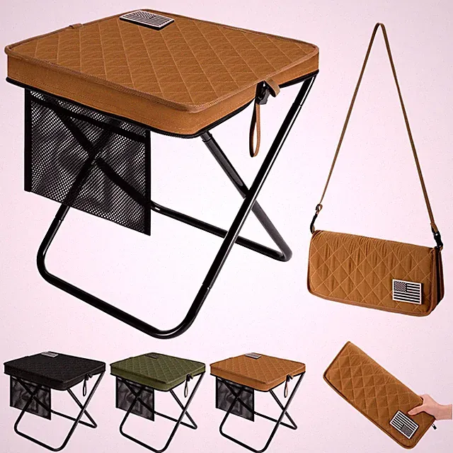 15.7" Extra Tall Portable Collapsible Stool for Adults, Heavy Duty Camping St...