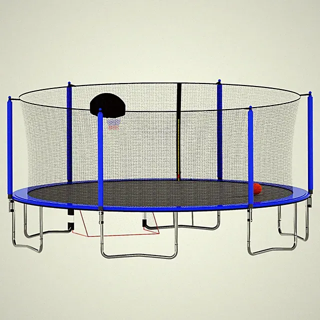 16FT Trampoline with Basketball Hoop Inner Safety Enclosure Soccer Goal for Kids
