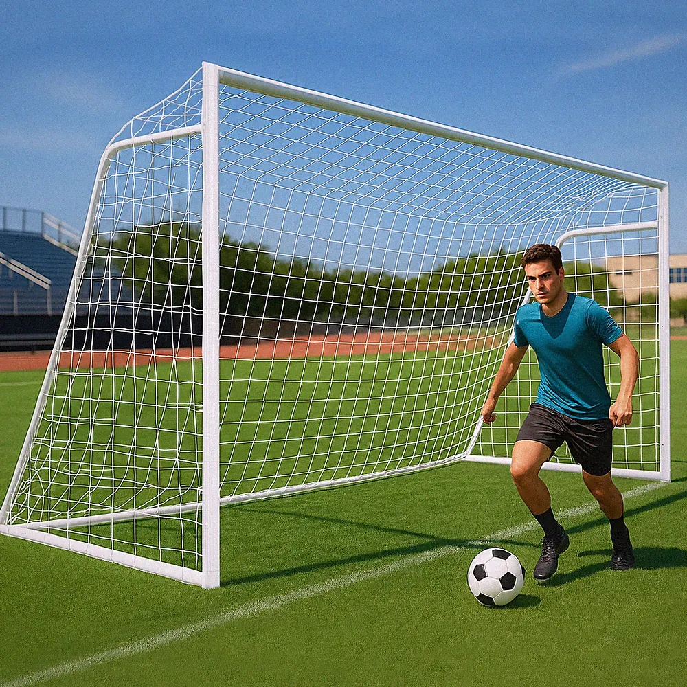 16x7ft Soccer Goals for Backyard, Steel Frame with 6 Cones for Teens/Adults