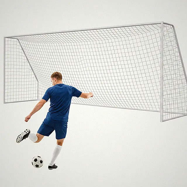 18x7ft Soccer Goal Steel Frame Heavy Duty Backyard Training Net with U-Stakes