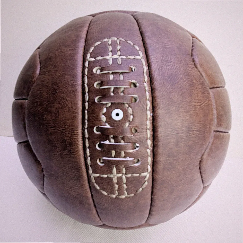 1954 World Cup Retro Soccer Ball Size 5 Brown Hand Stitched Fusion Leather