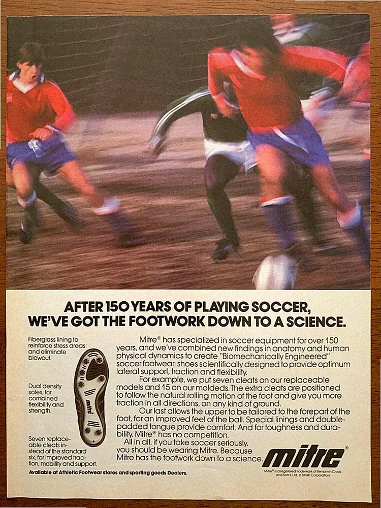 1984 Mitre Soccer Cleats Vintage Print Ad/Poster Sport Shoes Footwear 80s