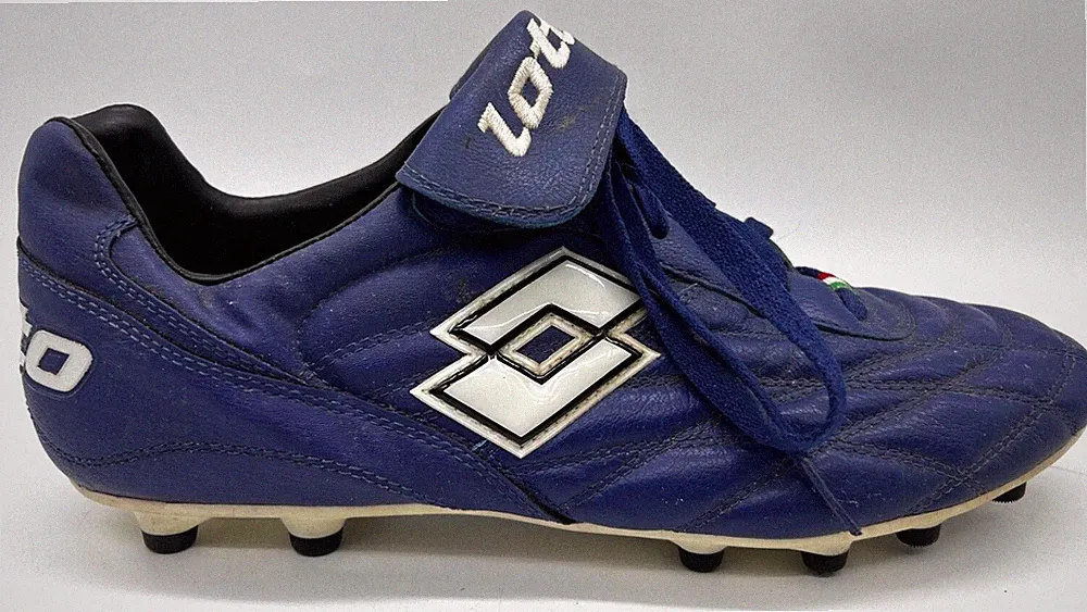 1990s Lotto Punto Flex Mens US 11 EU 44 Blue Soft Spike Soccer Cleats CE166