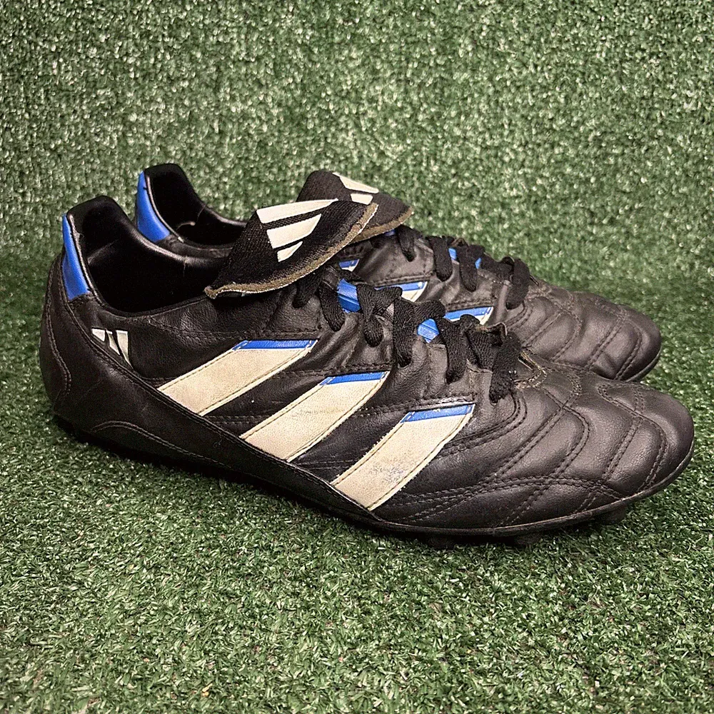 1998 Adidas VTG Soccer Cleats Black Blue Men’s Size 10.5 Vintage Stripes