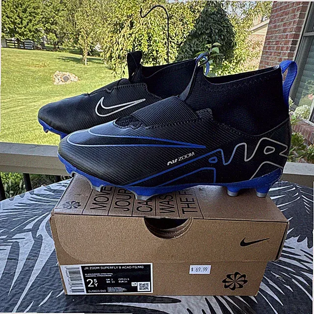 2.5Y Nike Jr Superfly 9 Academy FG/MG Cleats Black/Royal