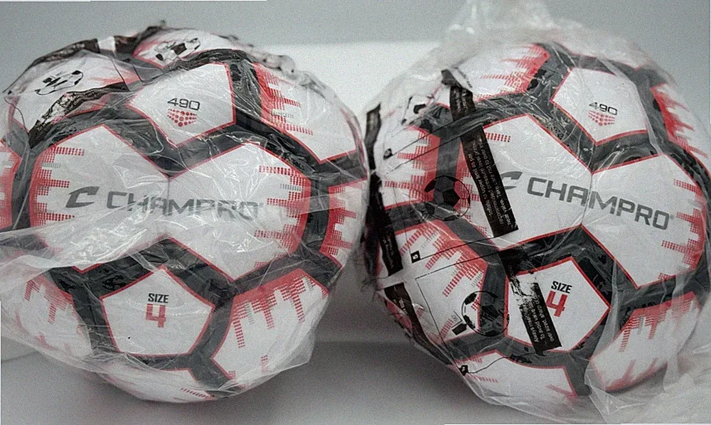 (2) Champro Soccer Balls - Size 4 - Red and White New In Packaging!