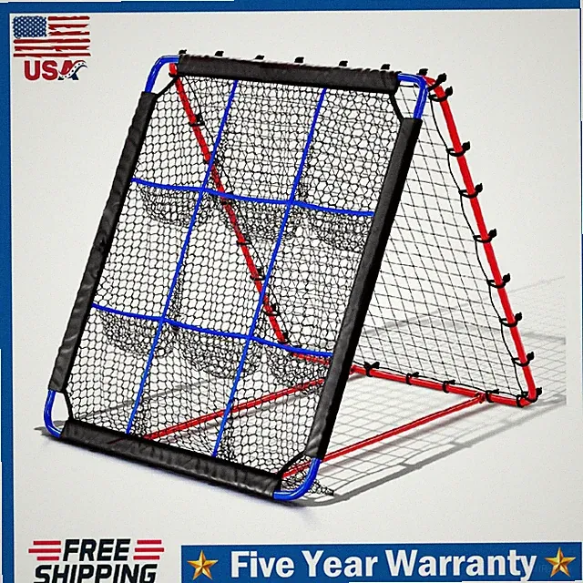 2-in-1 5X4.3 Ft Baseball Rebounder Net ,9 Pocket Nets Bounce Back Net Training