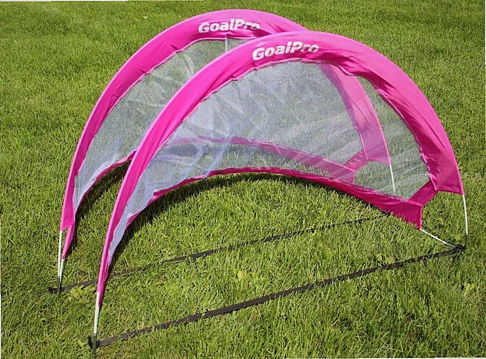 (2) NEW GOAL PRO® Portable Foldable SOCCER GOAL CHILD SOCCER GAME COACH PINK