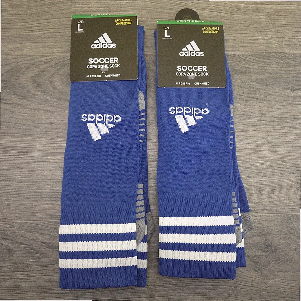 2 Pack Adidas Soccer Copa Zone Knee Socks Ankle Compression Large 9-13 Mens Blue