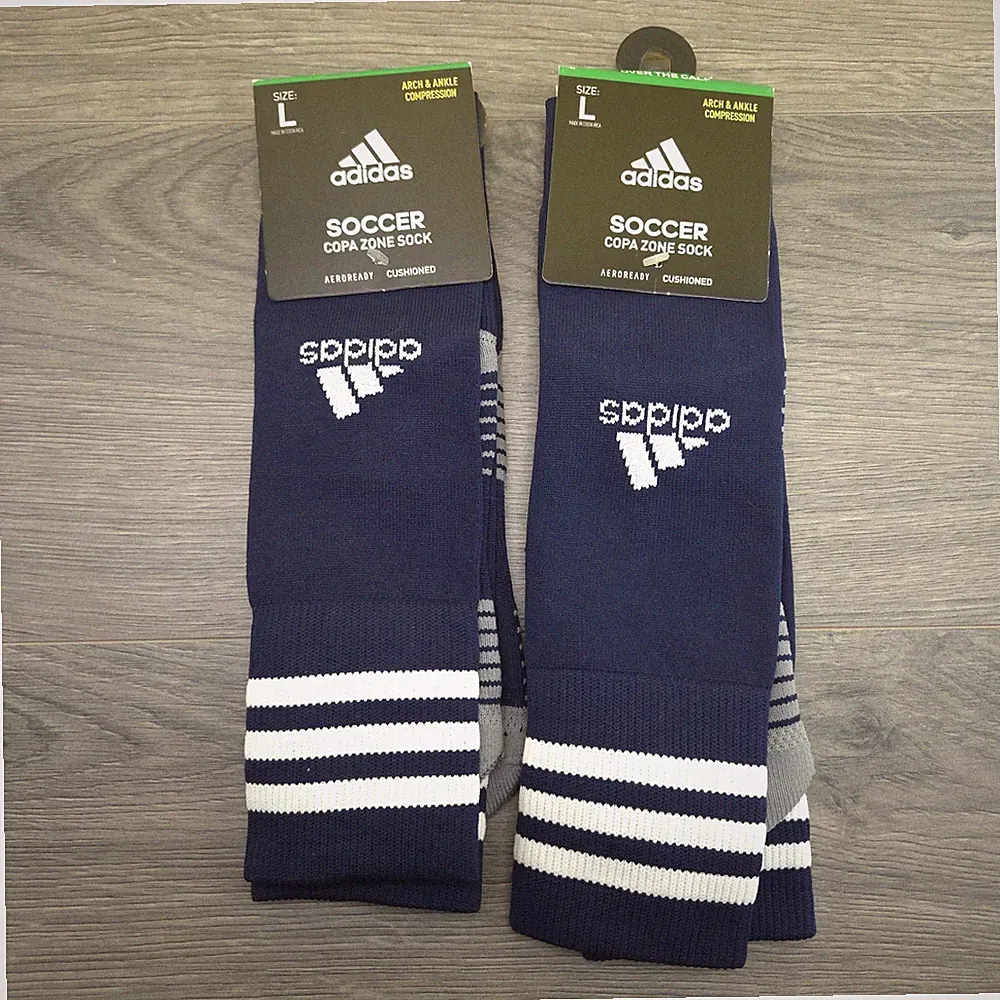 2 Pack Adidas Soccer Copa Zone Knee Socks Ankle Compression Large 9-13 Mens Navy