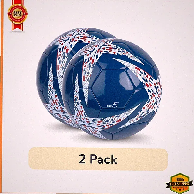 (2 pack) Athletic Works Size 5 Red, White & Blue Soccer Ball