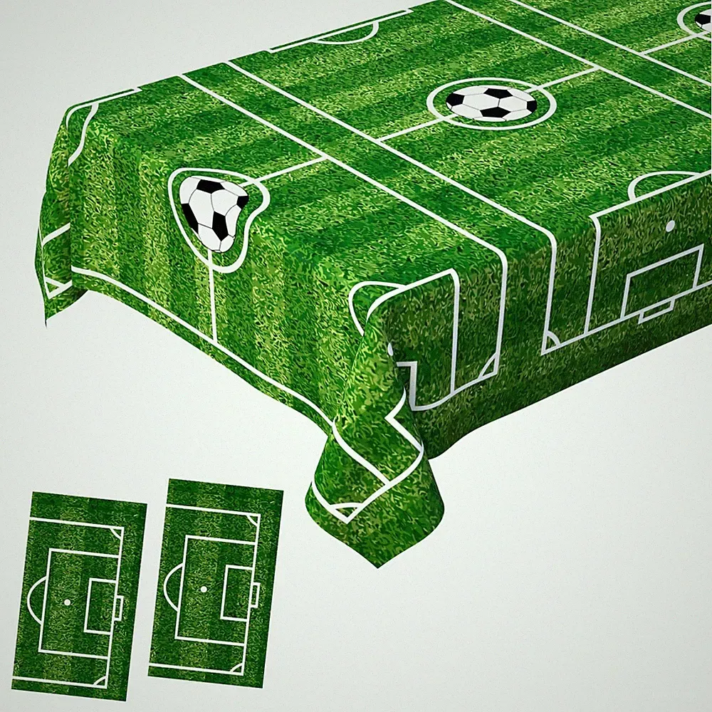 2 Pack Green Soccer Table Cloth Plastic Soccer Party Decorations Tablecloth D...