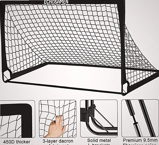 2 Pack Kids Soccer Goals 6X4Ft with Net Cones Ladder Carry Bag Training Set