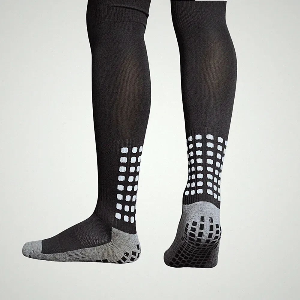 2 Pack Soccer/Football Grip Compression Socks Full Knee Length Black Unisex New