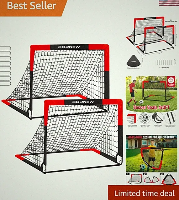2 Pack Soccer Goal - Backyard & Indoor Soccer Goals for Kids, 7X5 / 6X4 / 4X3...