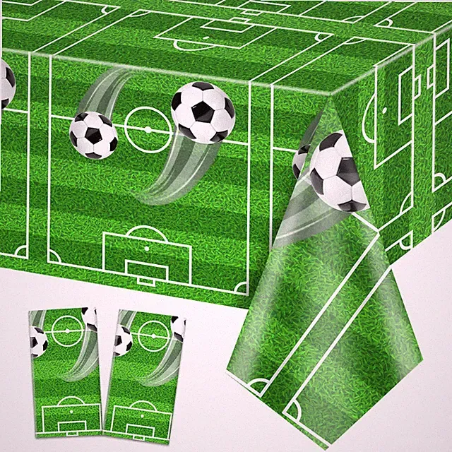 2 Pack Soccer Tablecloths, Soccer Theme Party Table Cover, 51x87'' Plastic Di...